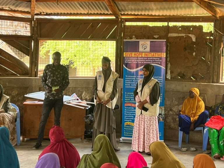 Give Hope Initiatives delivered a capacity-building session for 120 community volunteers on Gender-Based Violence (GBV) prevention and referral pathways, in partnership with UNHCR Kenya.